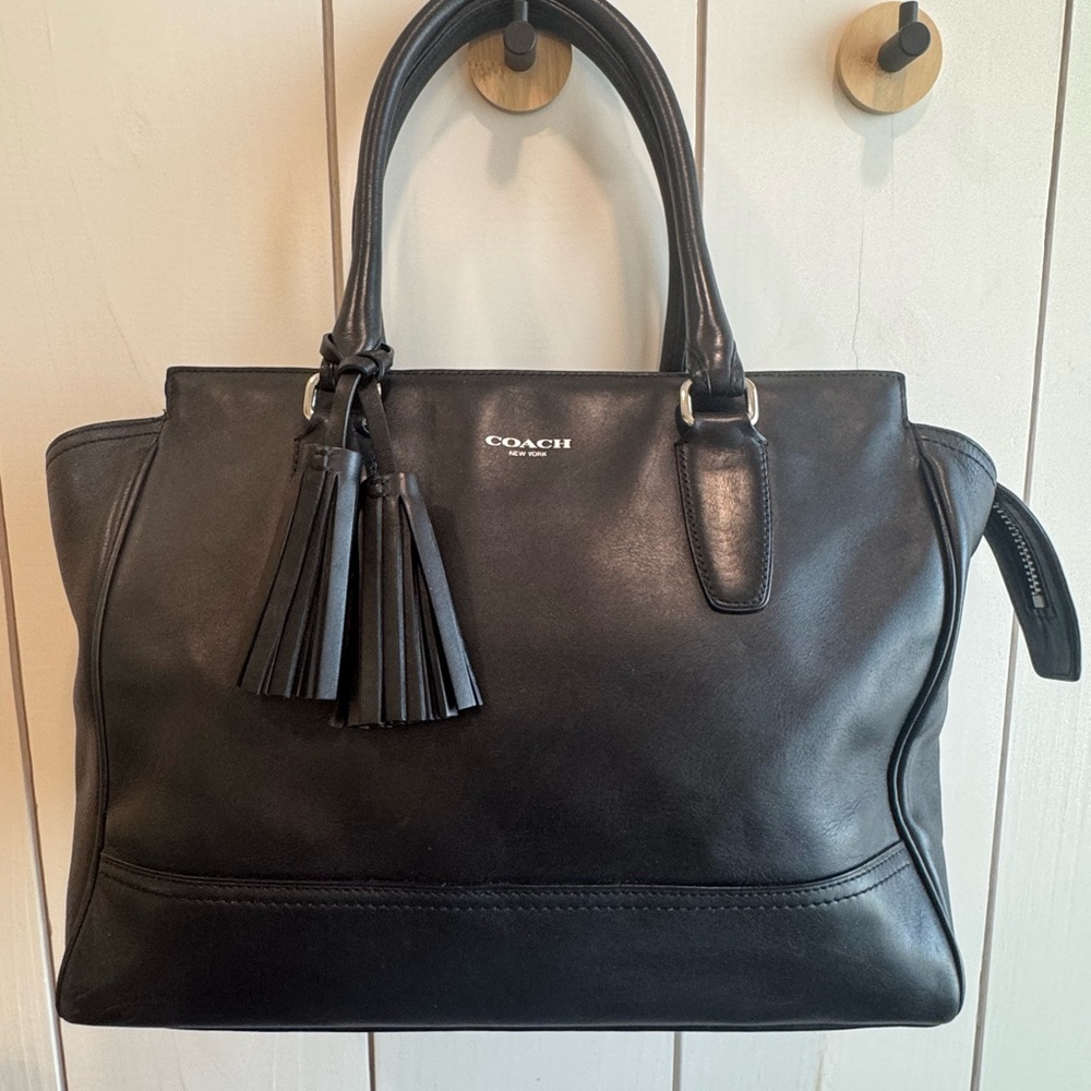 Coach Black Leather Tote Bag